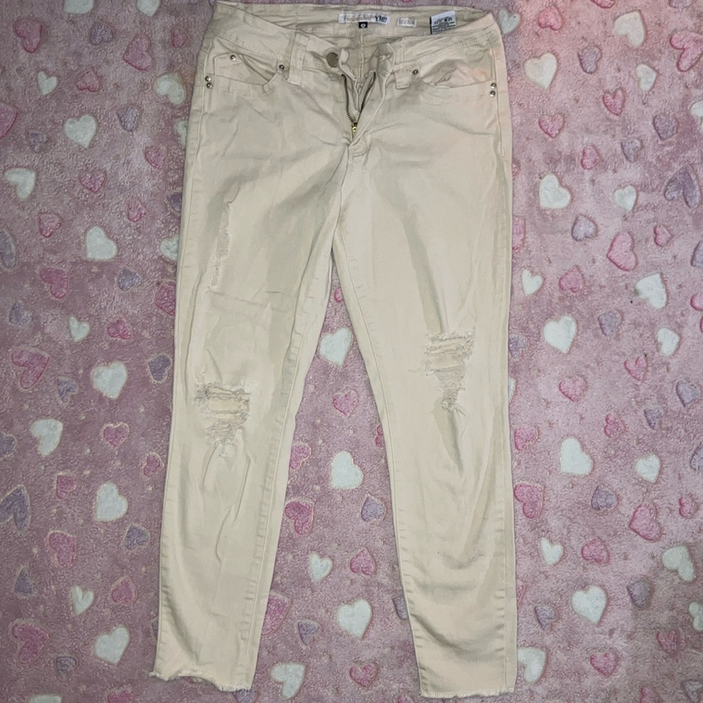 Tan Khaki distressed Jeans